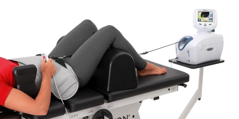 Patient using a rehabilitation machine during physical therapy
